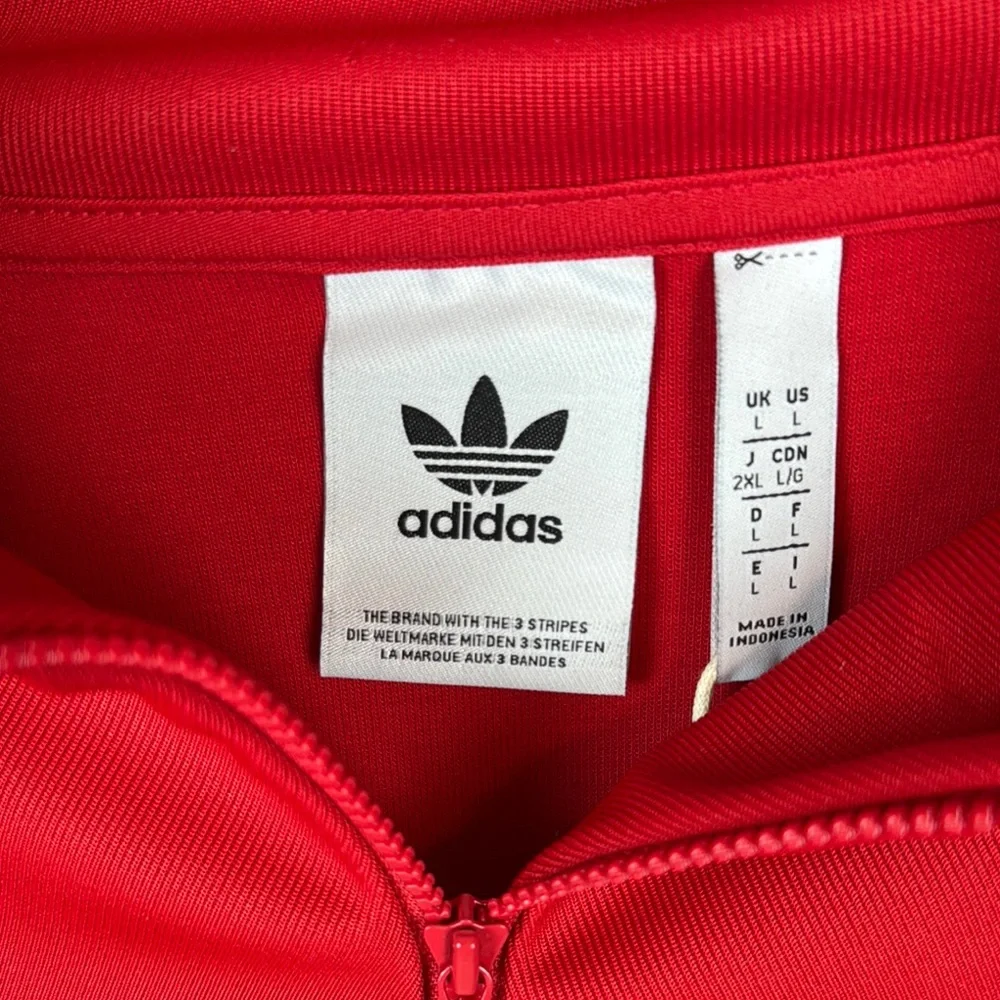 Adidas Red 1/4 Zip Up Sweatshirt Jacket with Signature Stripes Size L NWT